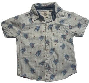 Ben Sherman Toddler Boys Palm Print Button Front Shirt Blue White Size 4